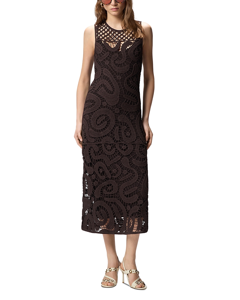 Bufera Geometric Crochet Midi Dress