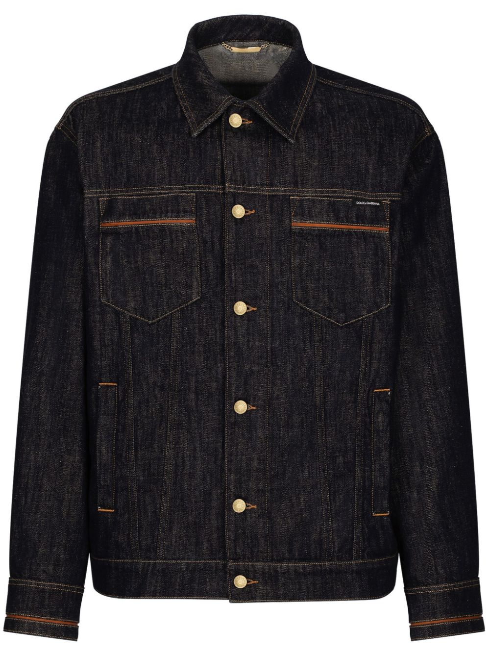Contrast-stitching denim jacket - Black