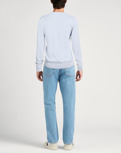 Man Sweater Sky blue Size 40 Cotton