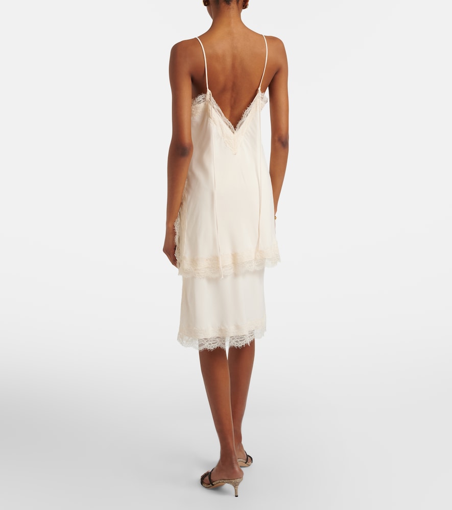 Róhe Lace-trimmed satin slip skirt