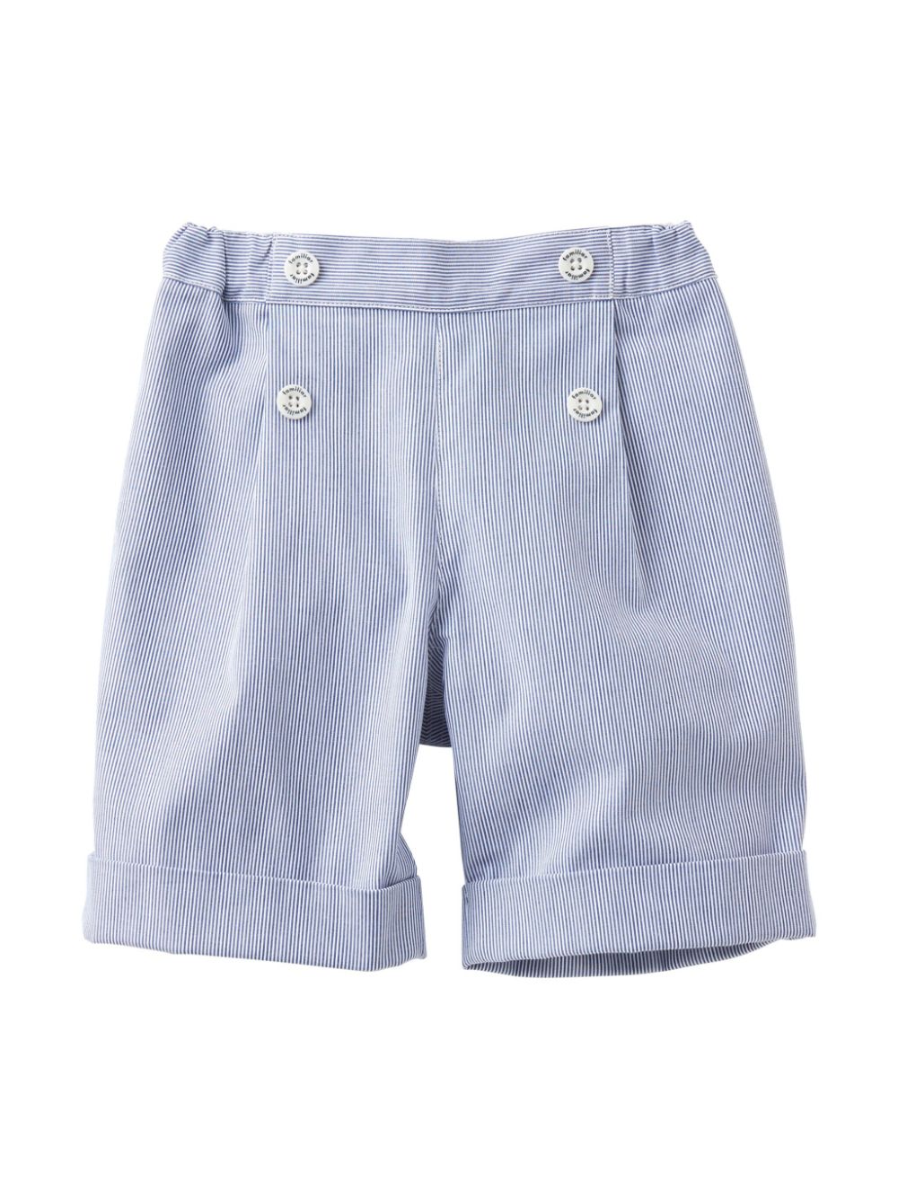 Decorative-button detail striped shorts - Blue