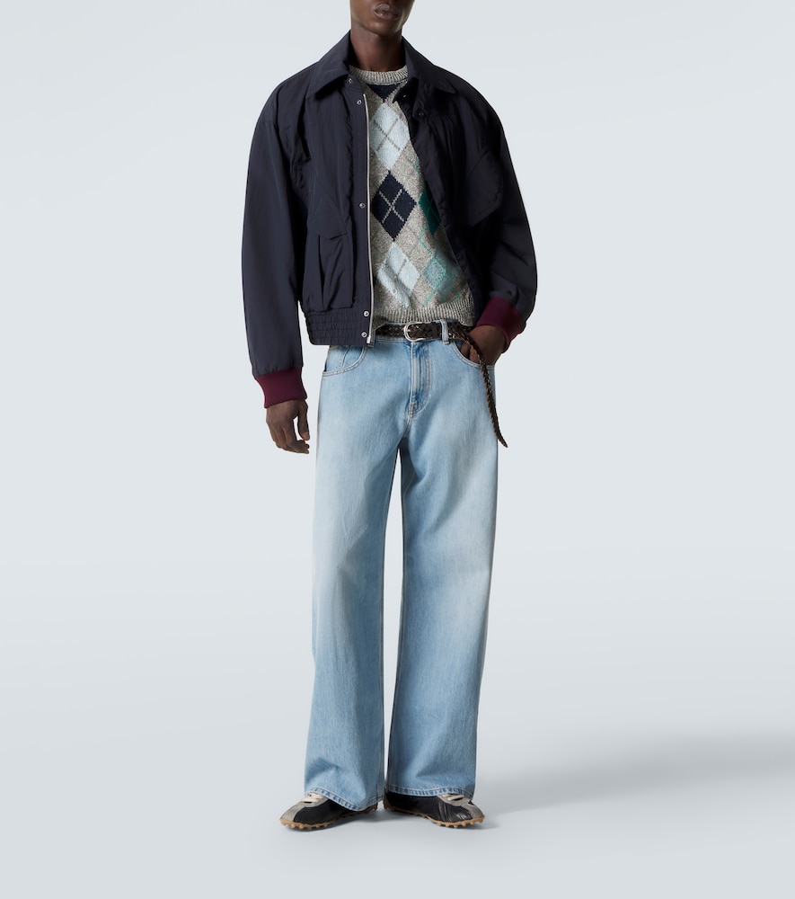 Argyle wool and cotton-blend sweater