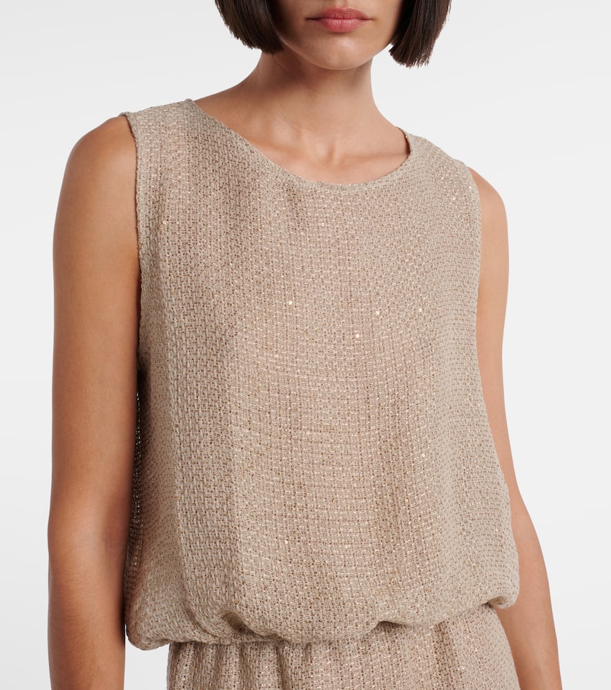 Stella sequined linen-blend top