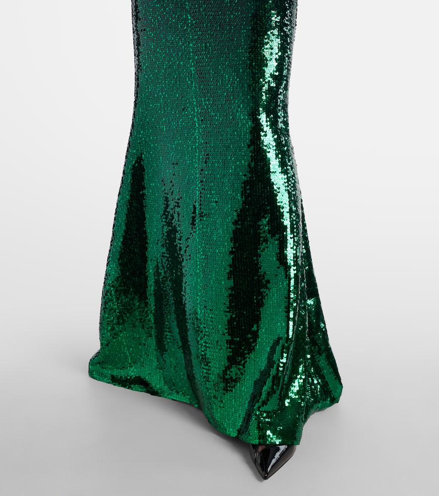 Sequined off-shoulder gown