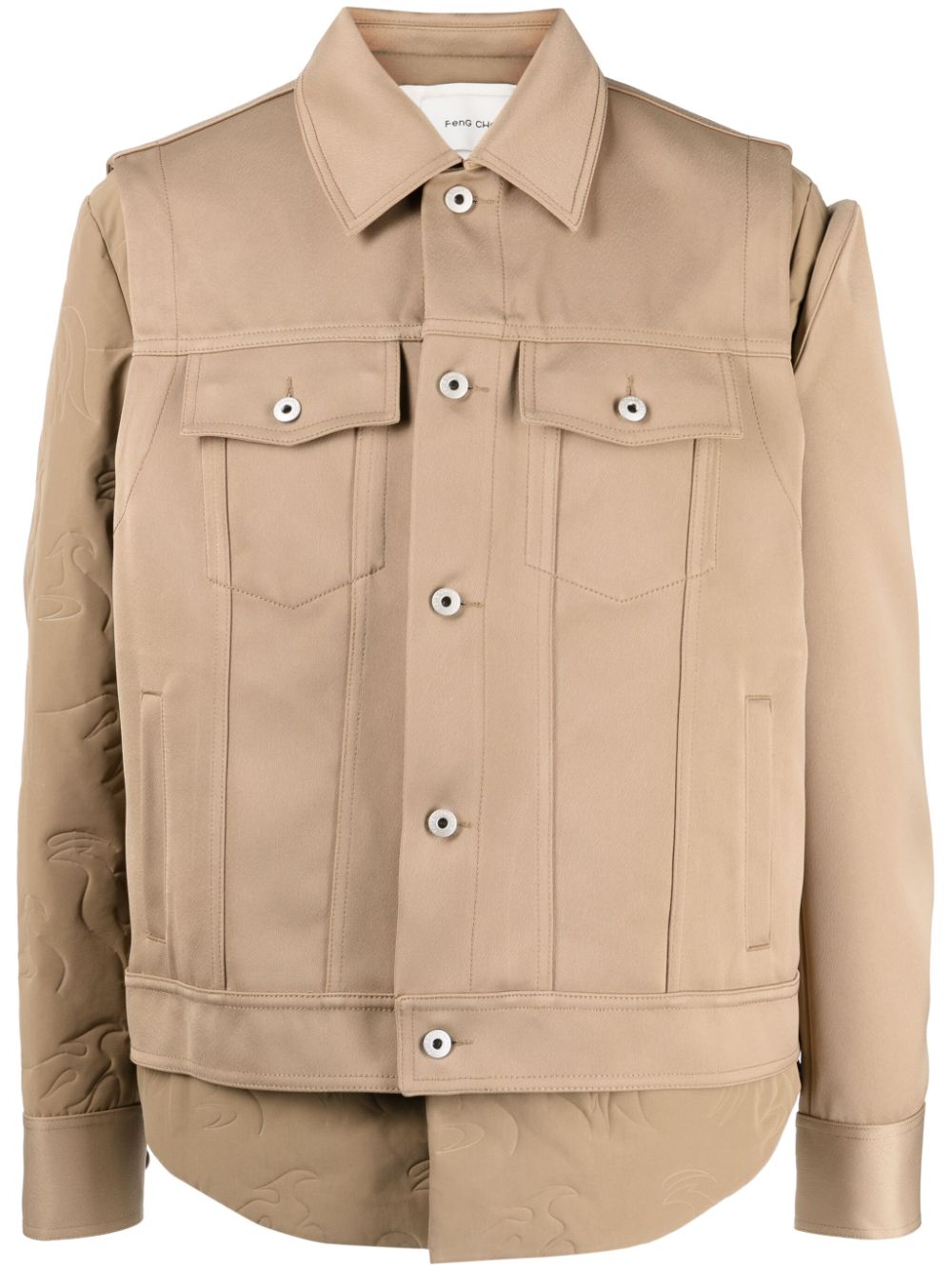 Logo-patch long-sleeve jacket - Brown
