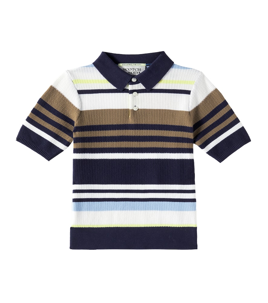 Scotch & Soda Kids Striped waffle-knit cotton polo shirt