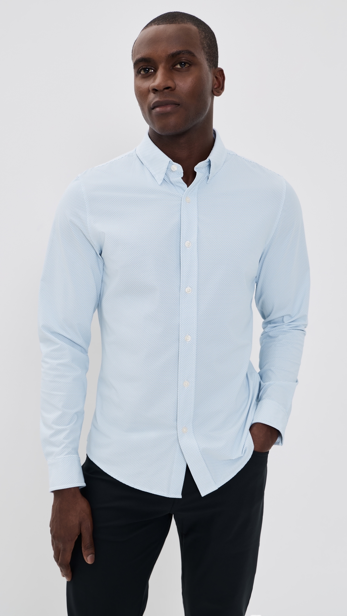 Commuter Shirt Slim Fit Light Blue Wave Geo