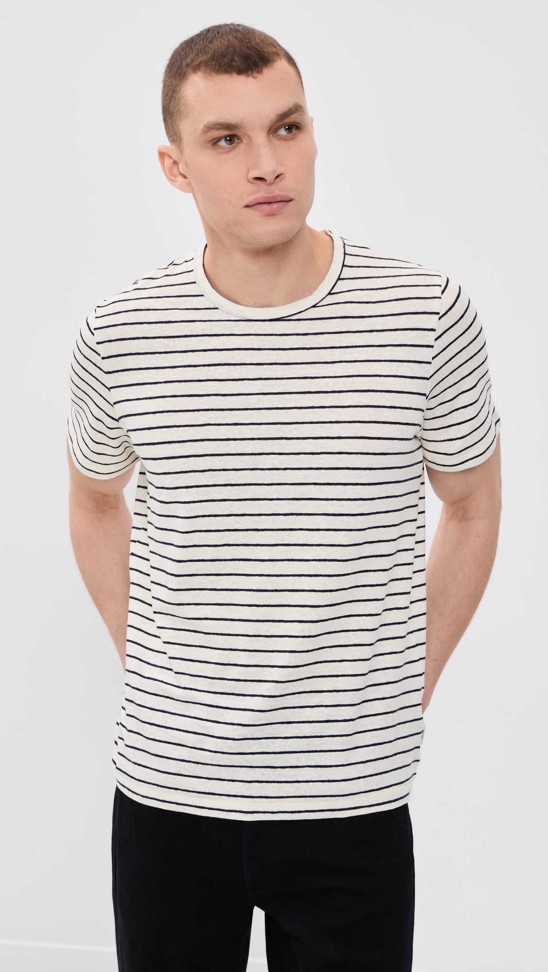 Stretch Linen Tee Midnight/Egret