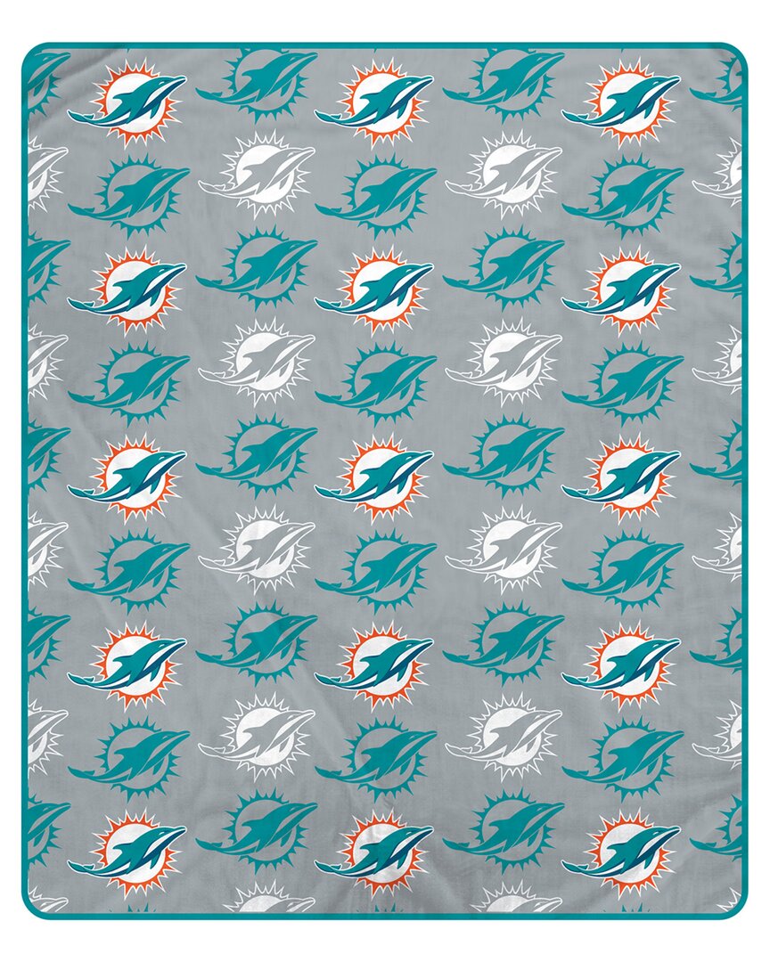 Miami Dolphins Nfl Team Signature Logo Fleece Throw
