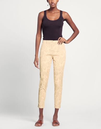 Woman Pants Beige Size 6 Cotton, Elastane