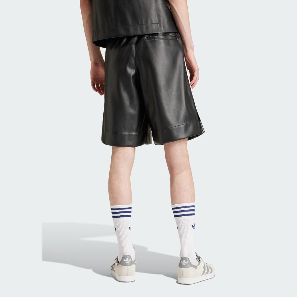 Faux Leather Adicolor 3-Stripes Shorts Asia Sizing 'Black'