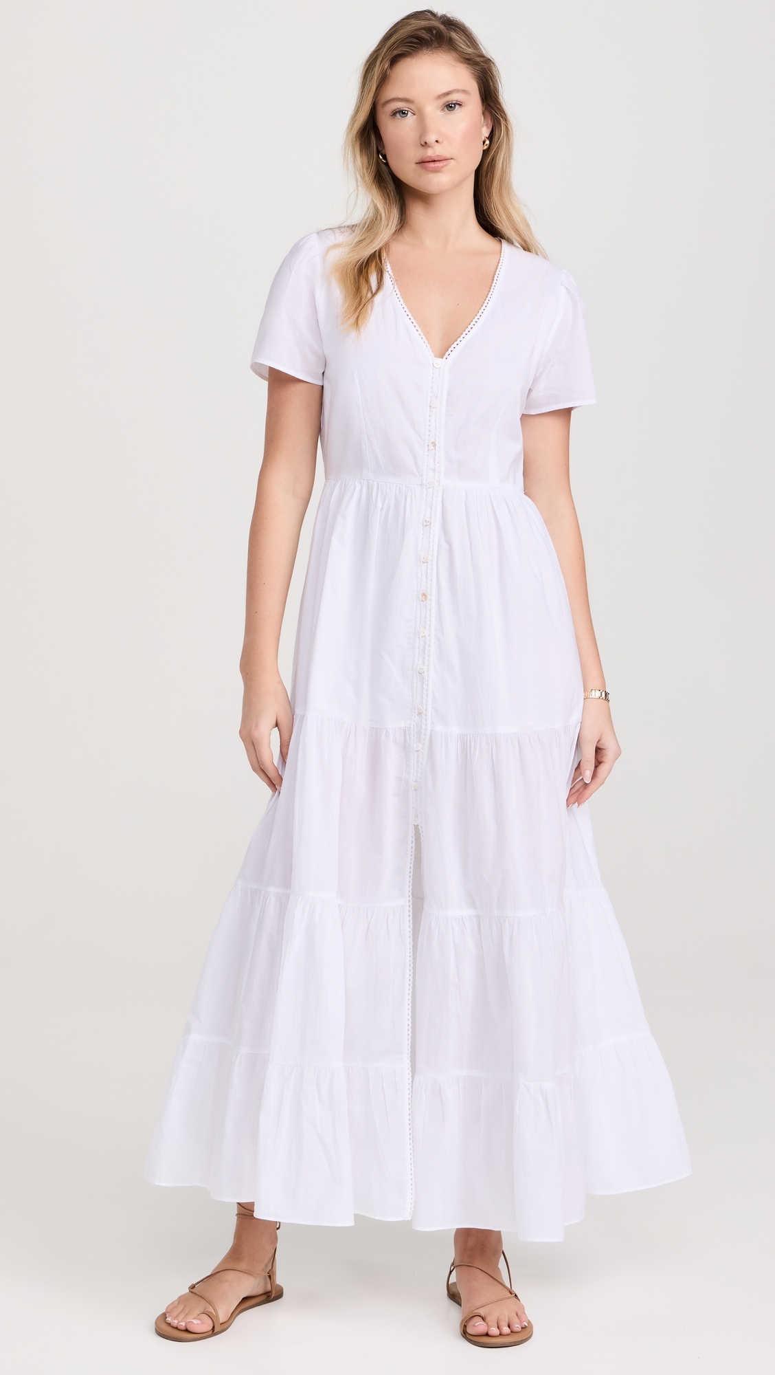 Button Maxi Dress White