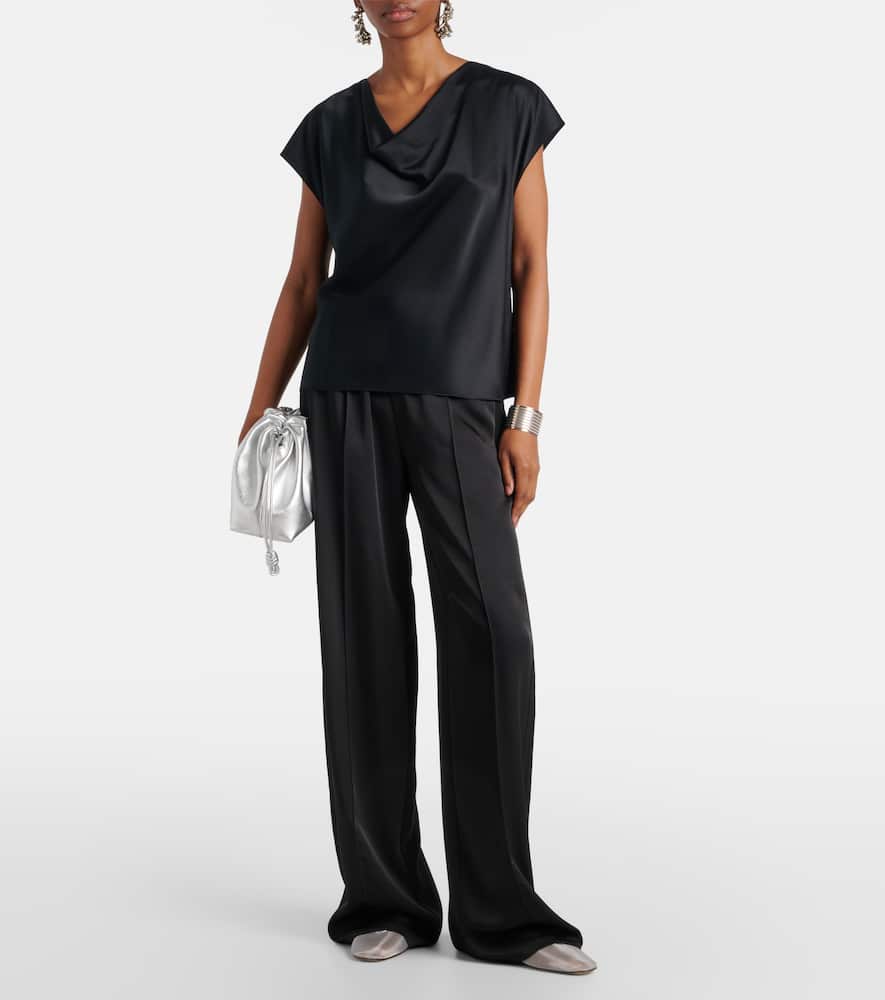 Mid-rise wide-leg pants