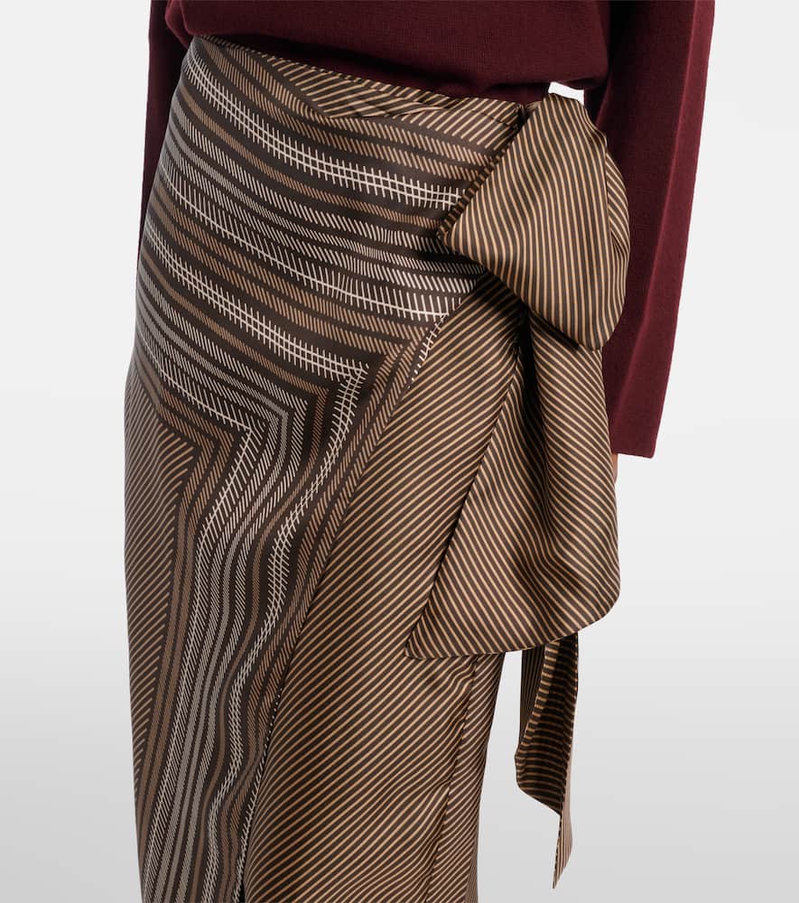 Edro striped silk wrap skirt