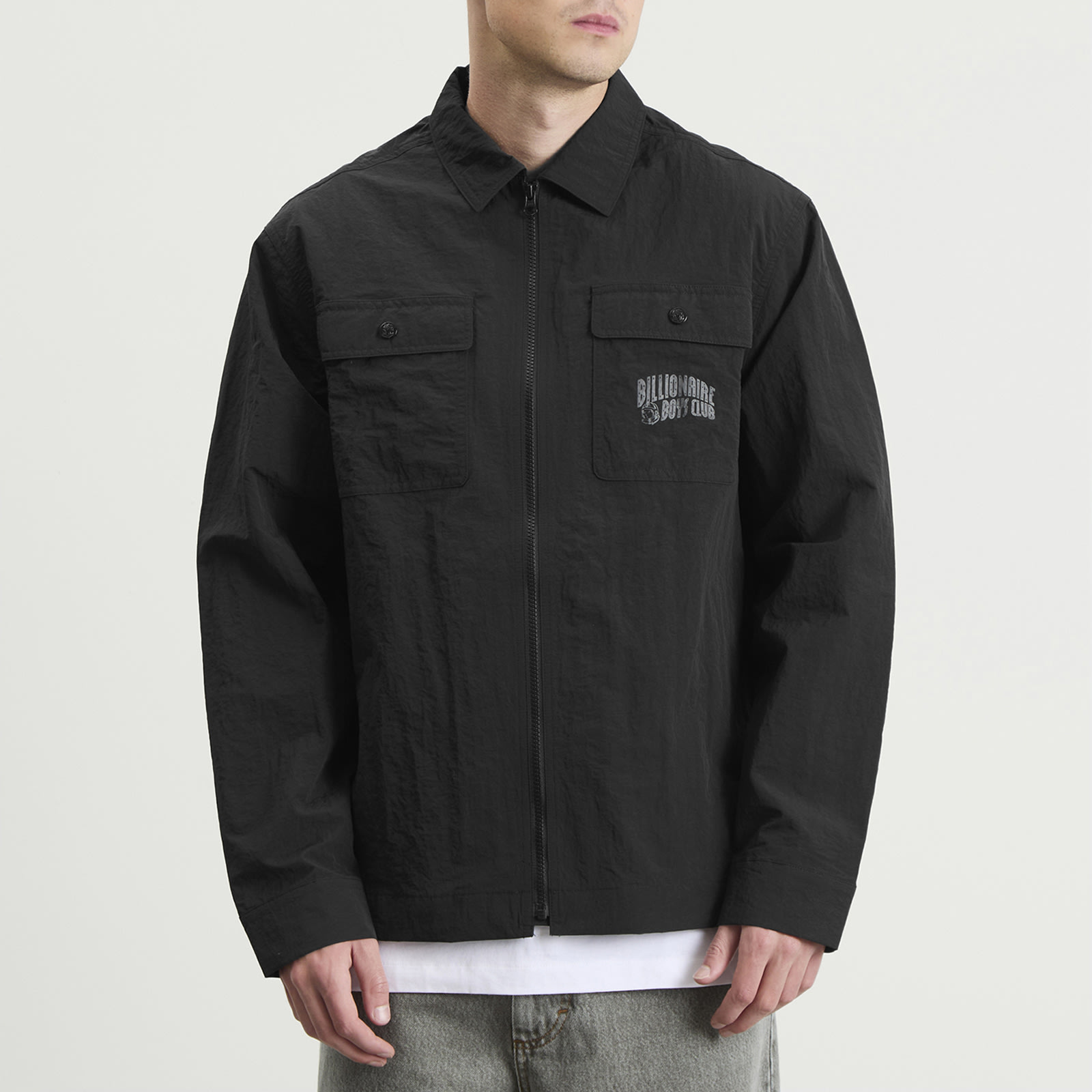 Men's Arch Logo Nylon Overshirt Black