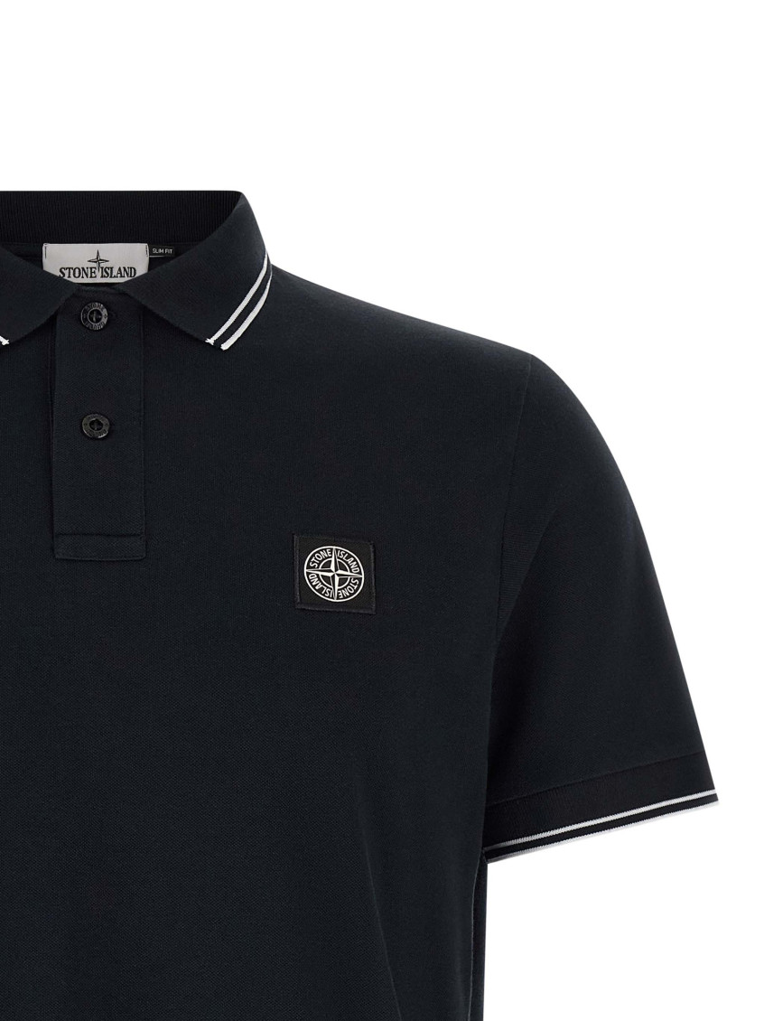 Stone Island - contrast trim polo collar short sleeve top