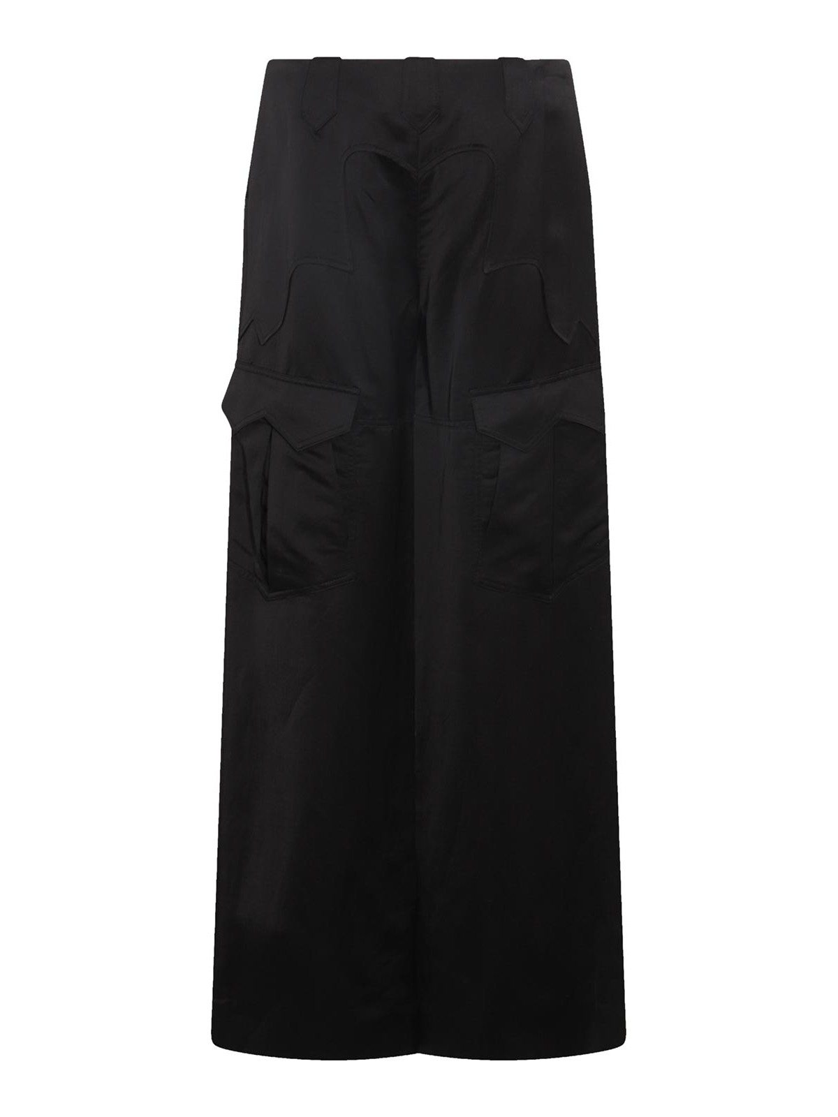 Black Viscose And Linen Blend Long Skirt