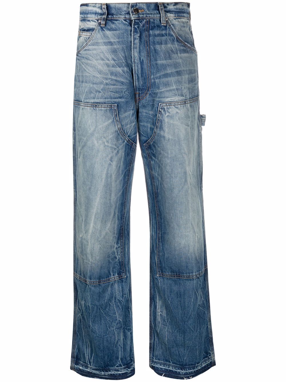 Bleached-wash jeans - Blue