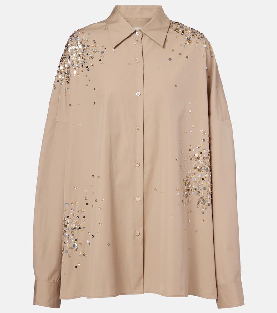 Sequined oversized cotton shirt