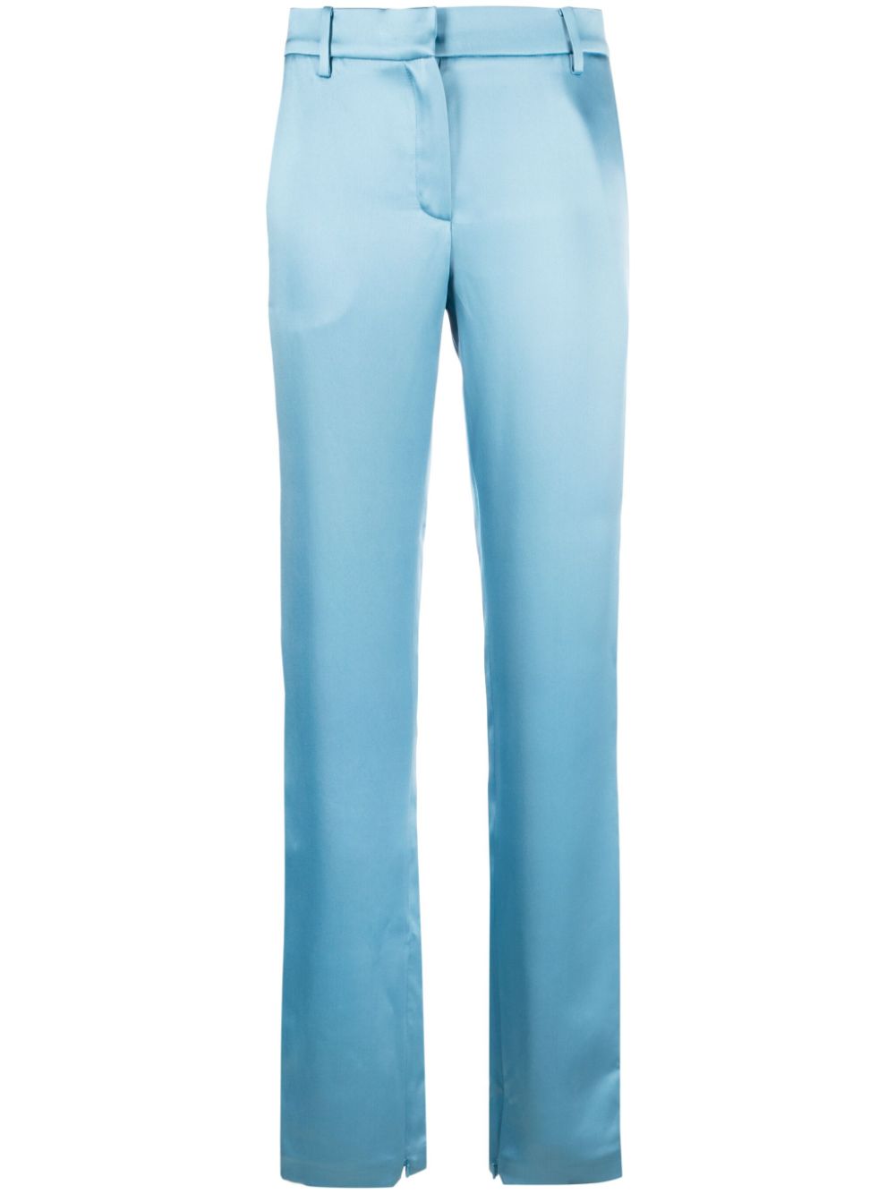 Silk satin straight-leg trousers - Blue