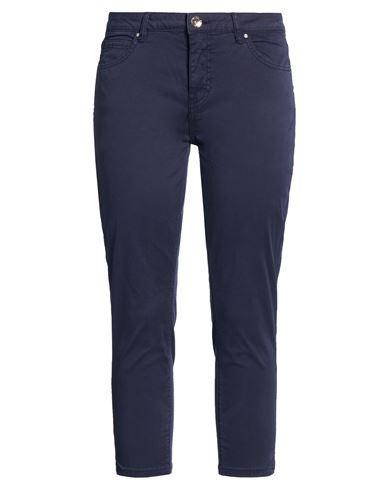 Woman Pants Navy Size 24 Cotton, Elastane