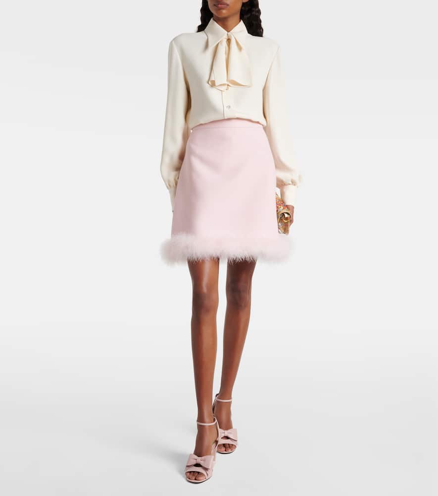 Crepe Couture feather-trimmed miniskirt
