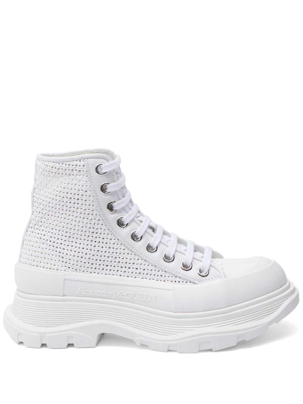 Interwoven-design boots - White