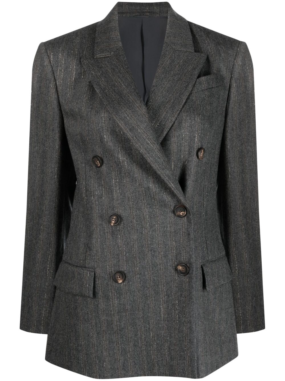 Striped double-breasted blazer - Grey