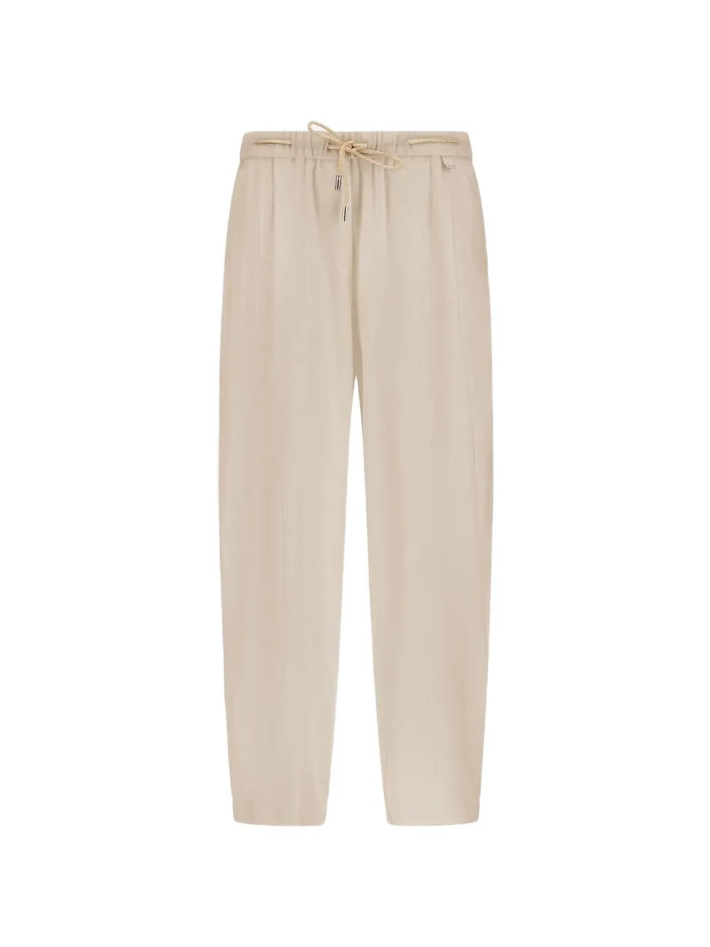 Drawstring-Waist Trousers — Beige