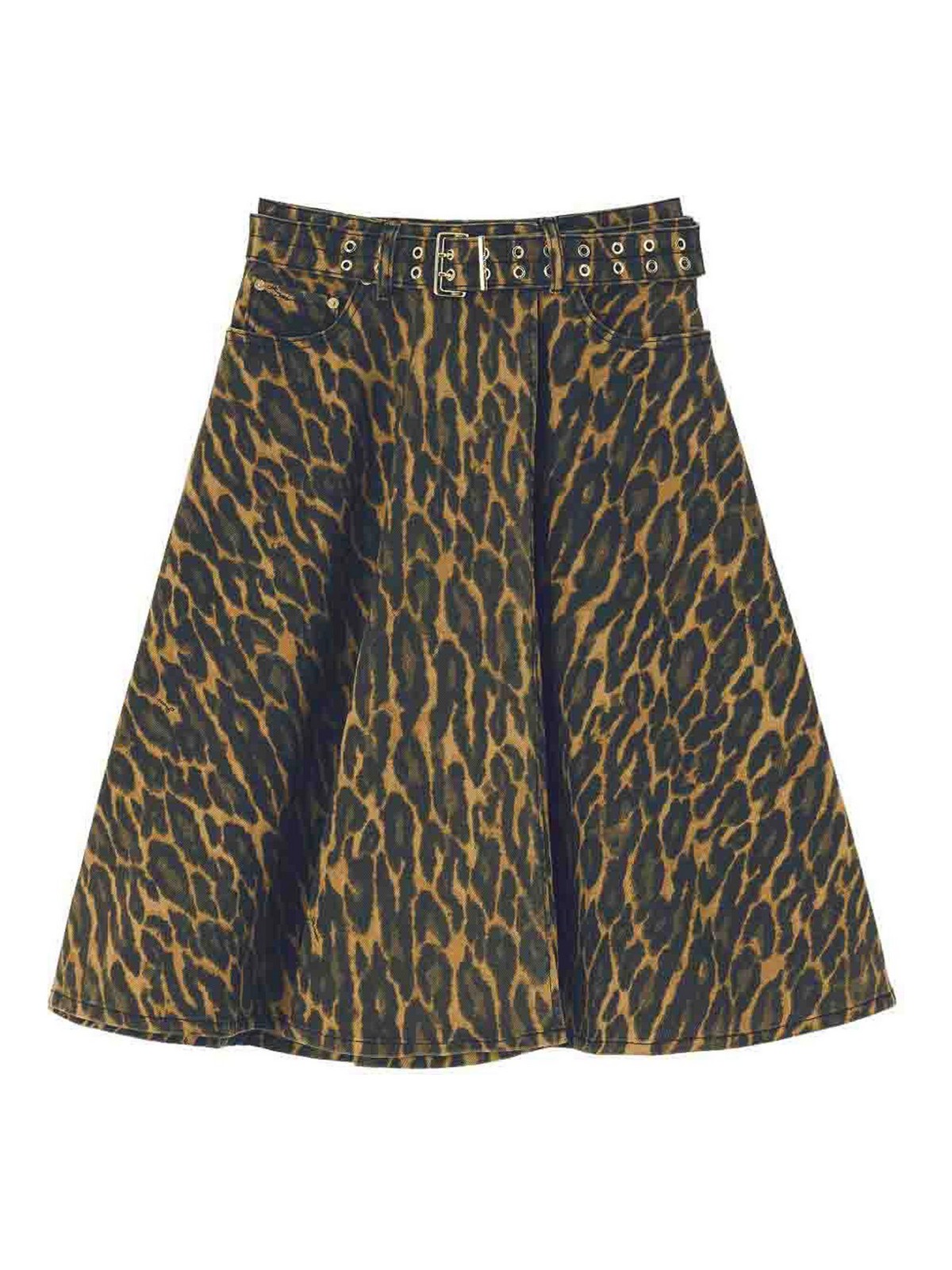 Print Denim Wrap Midi Skirt Skirts Animalier