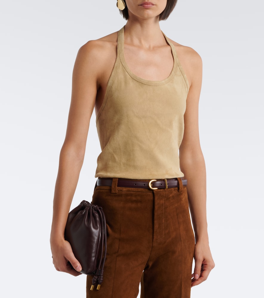Cherry halterneck suede top