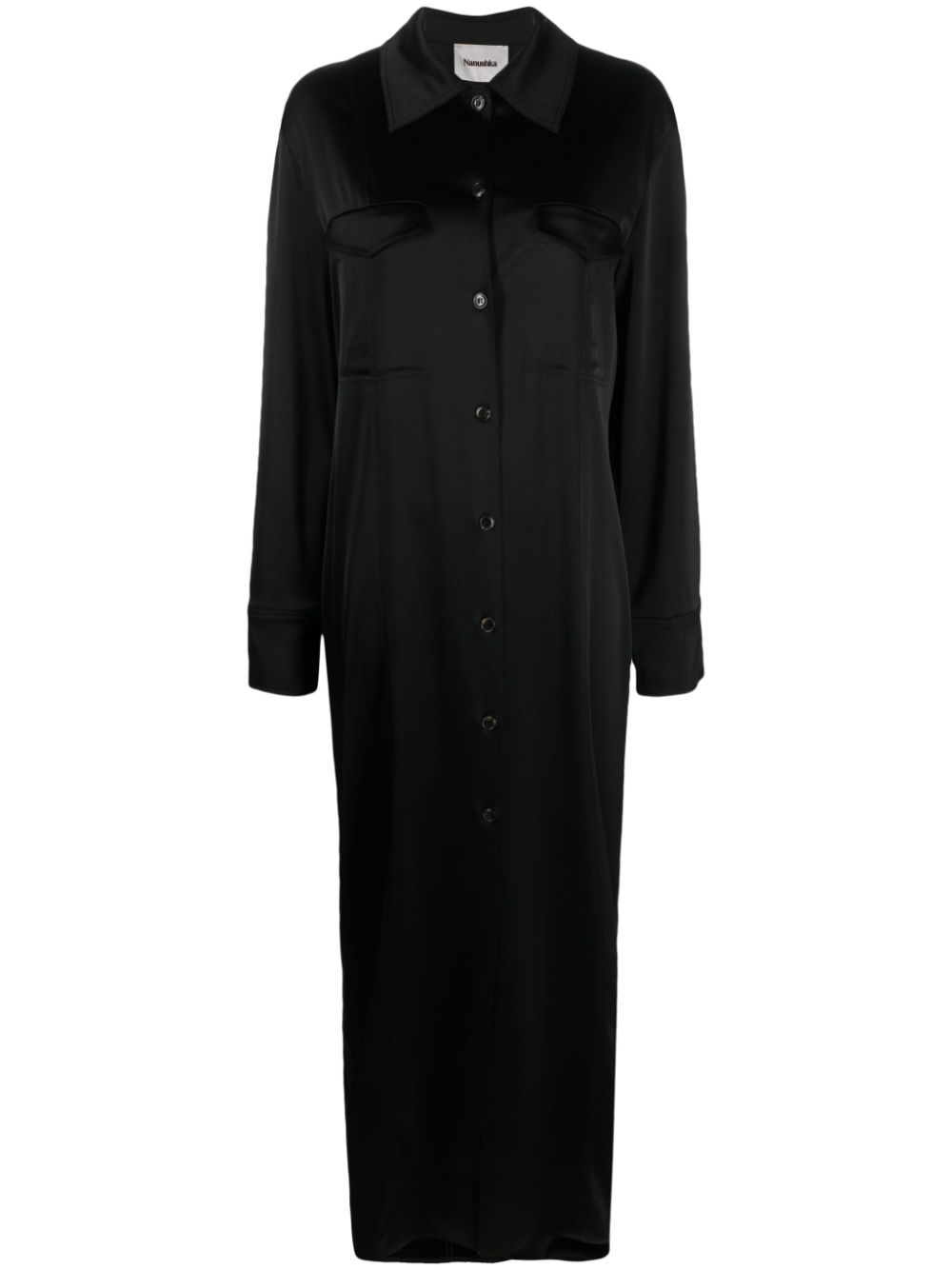 Joann satin shirtdress - Black