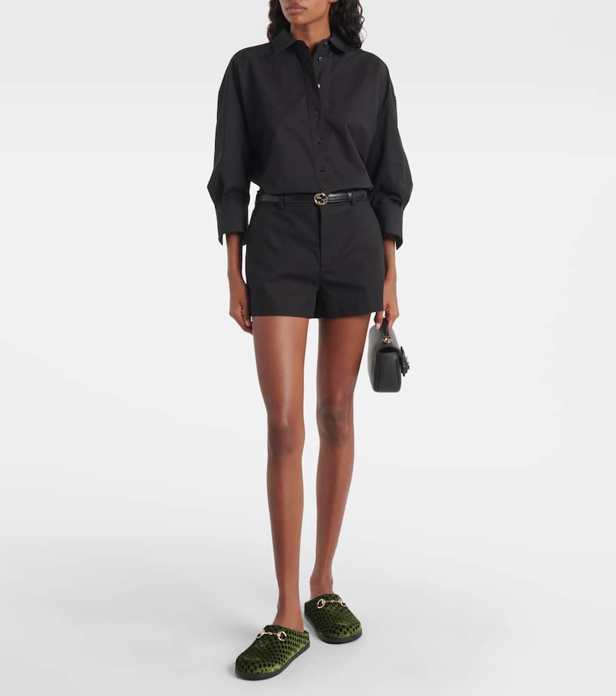 Horsebit GG velvet mules