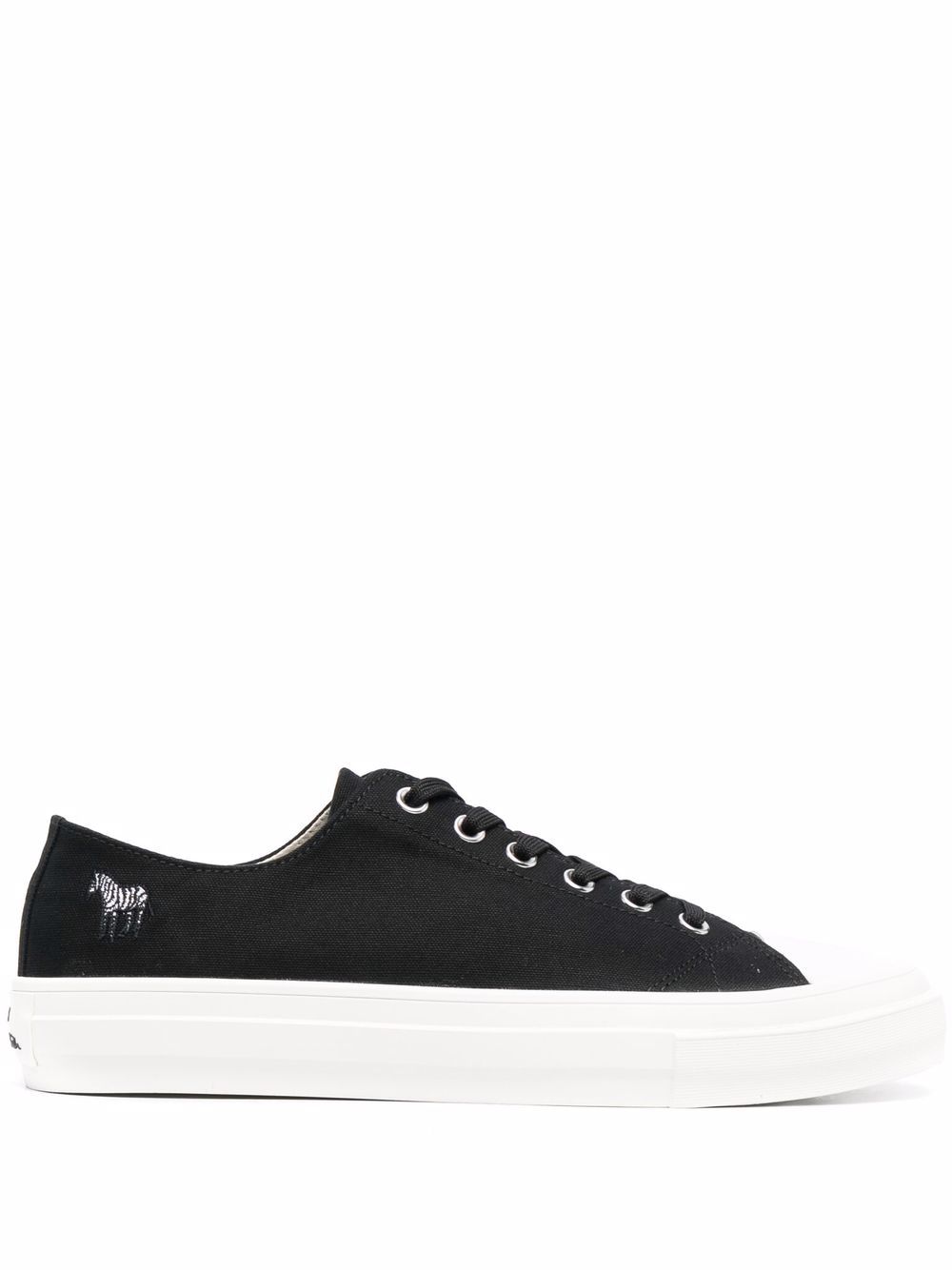Embroidered-zebra low top sneakers - Black