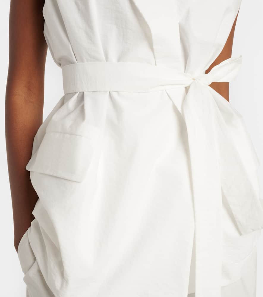 Belted cotton-blend vest