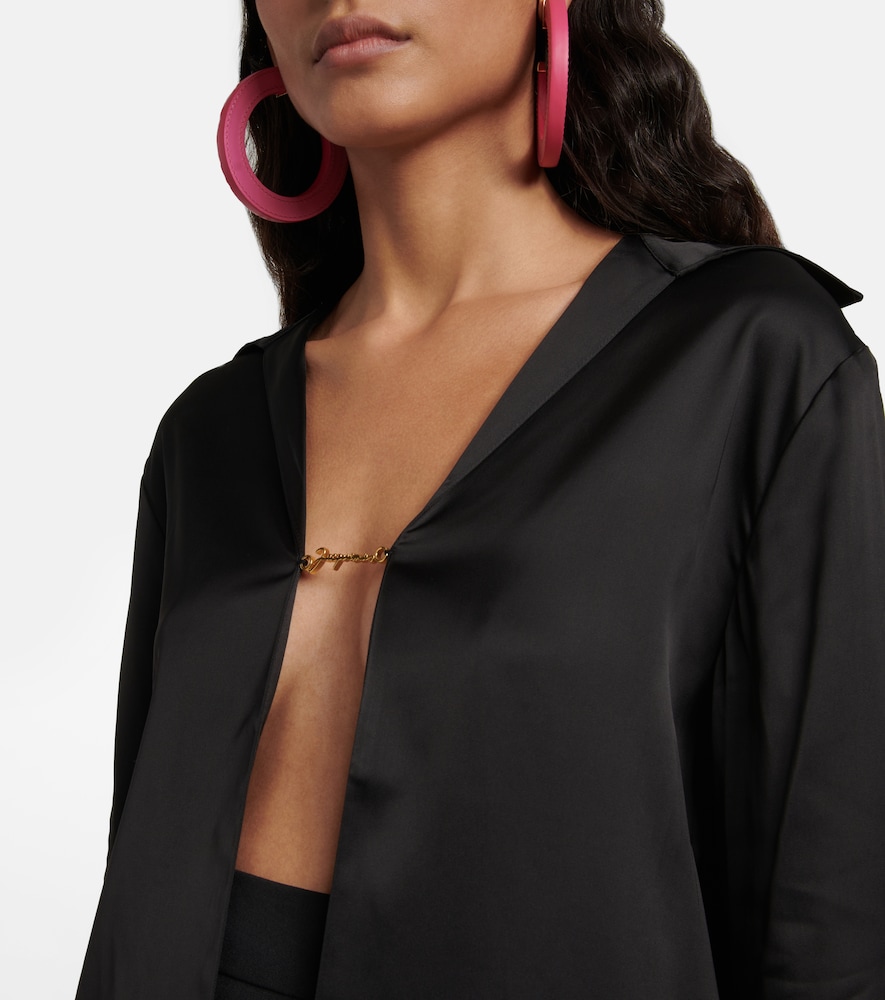 Logo-charm satin shirt