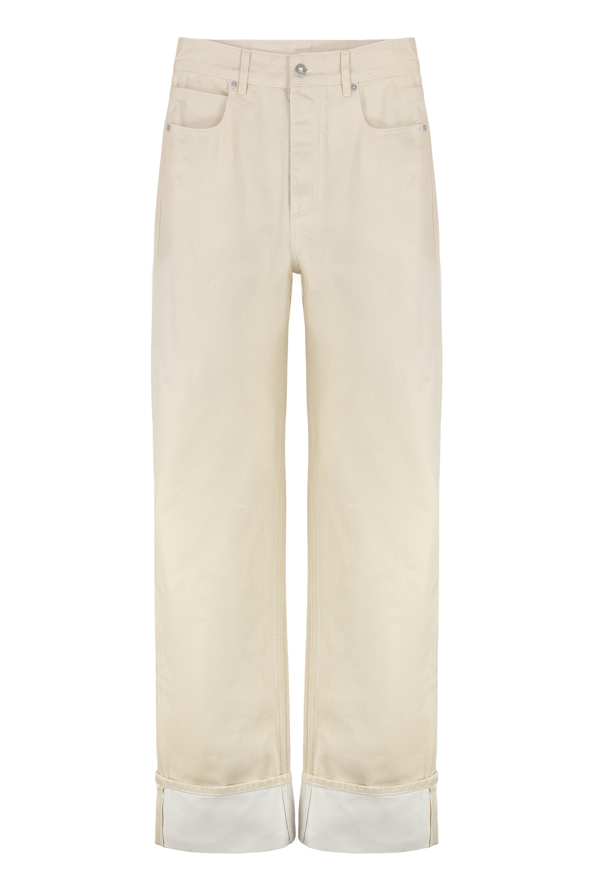 Wide-Leg Jeans with Cuffs and Back Leather Tag