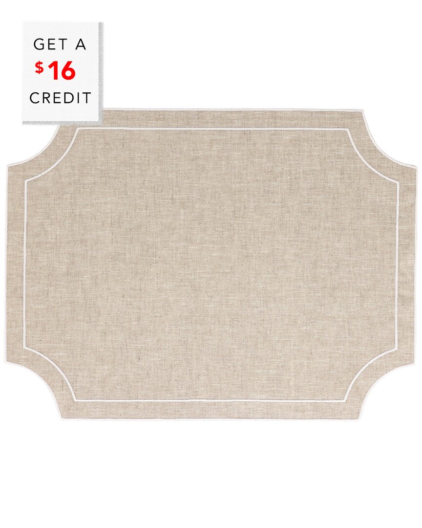Tessuti Natural Rectangular Placemats With White S With $16 Credit