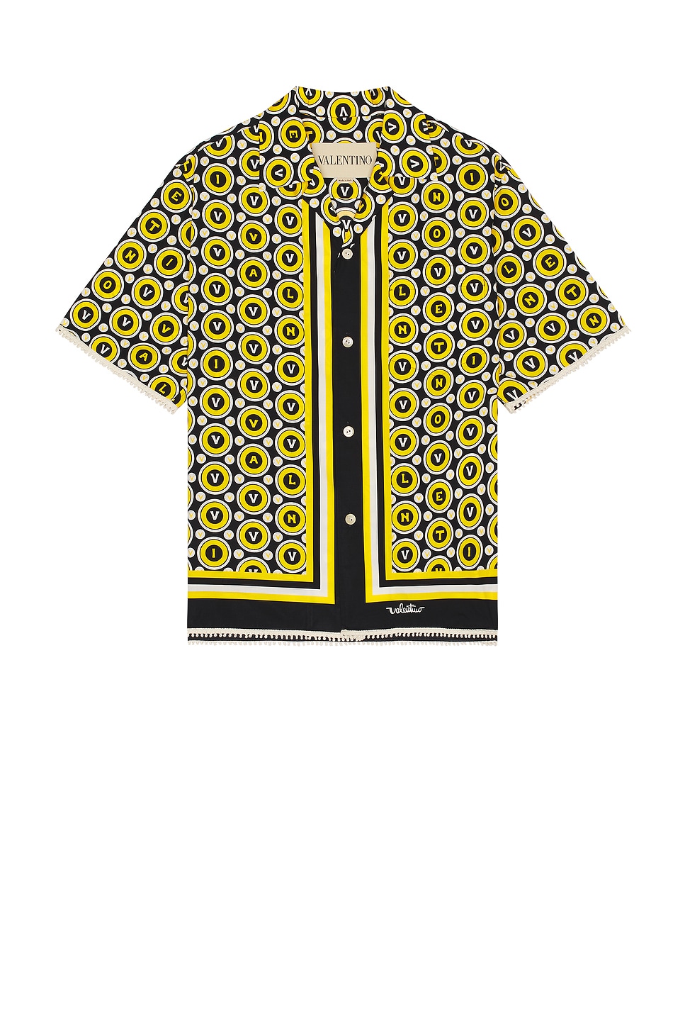 Valentino Bowling Shirt in Black & Yellow - Yellow.  52 also in