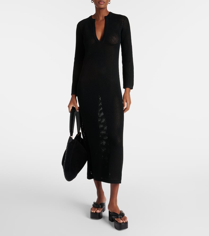 Zera open-knit cotton maxi dress
