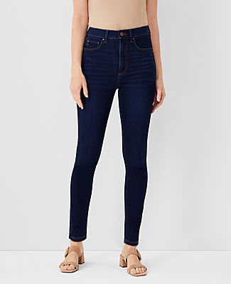 Ann Taylor Petite Curvy Sculpting Pocket Highest Rise Skinny Jeans in Classic Dark Indigo Wash