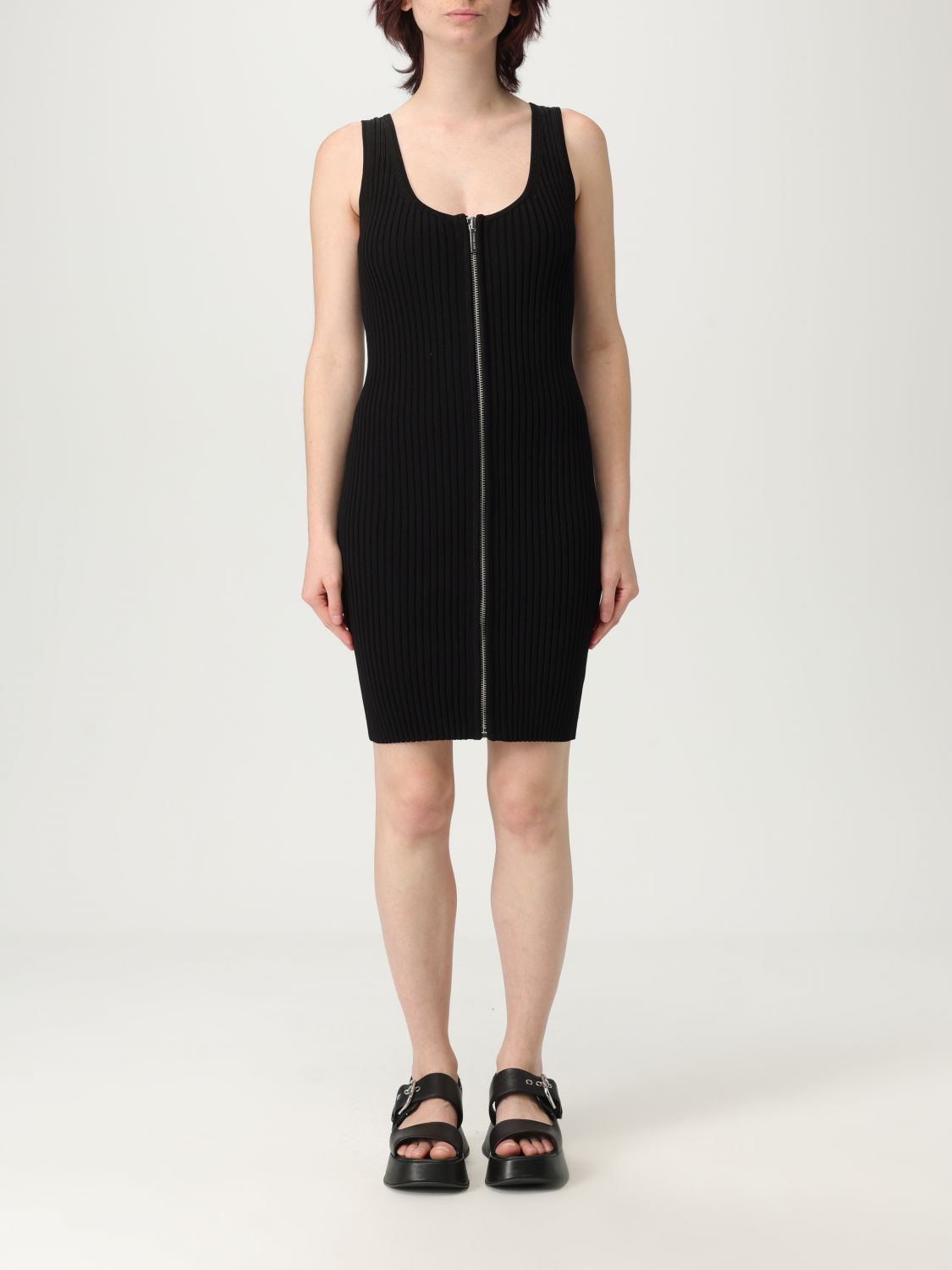 Ribbed mini dress - Black