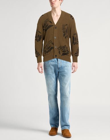 Man Cardigan Military green Size 38 Cotton, Nylon