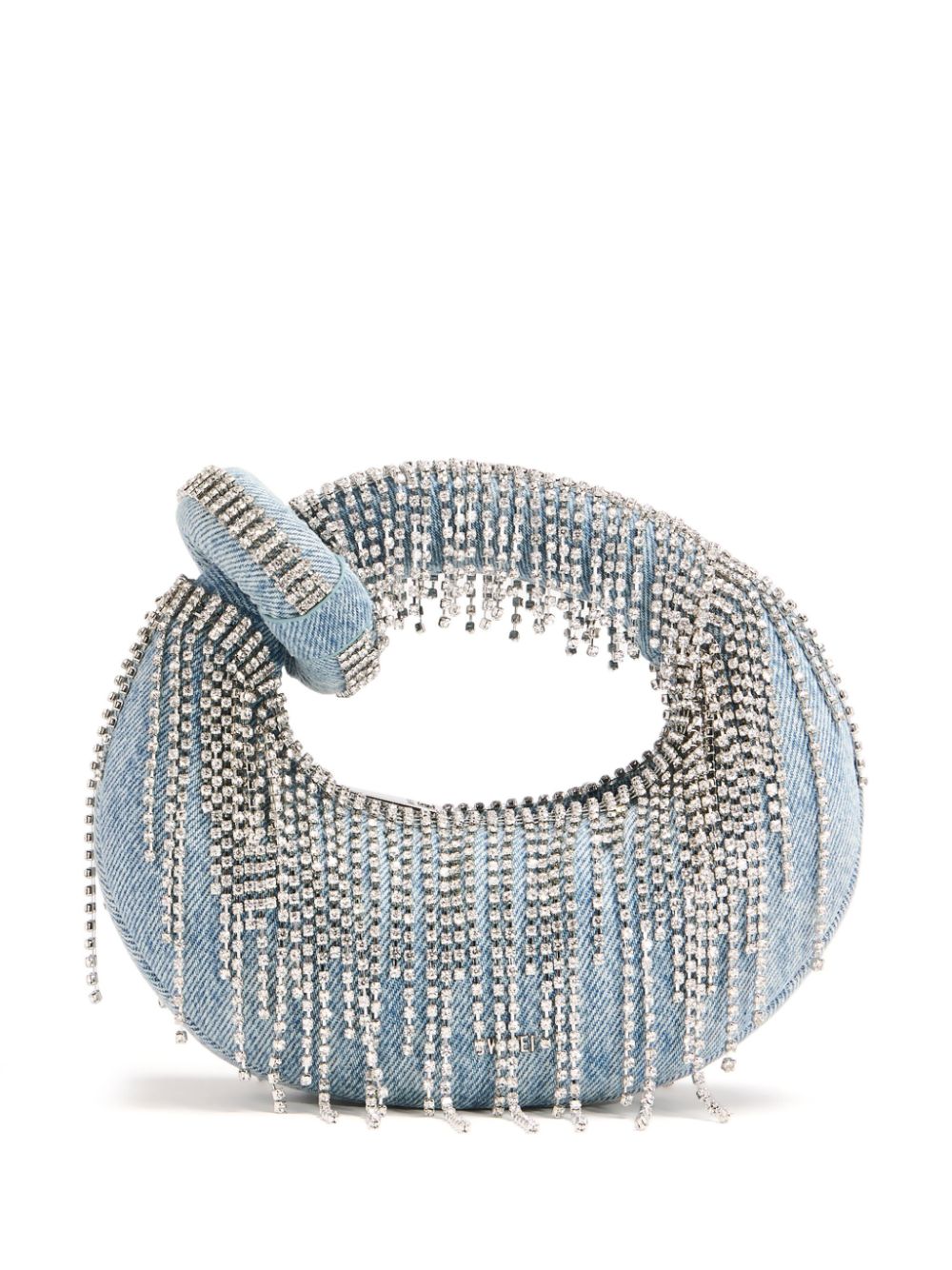 Mini Abacus denim crystal tote bag - Blue