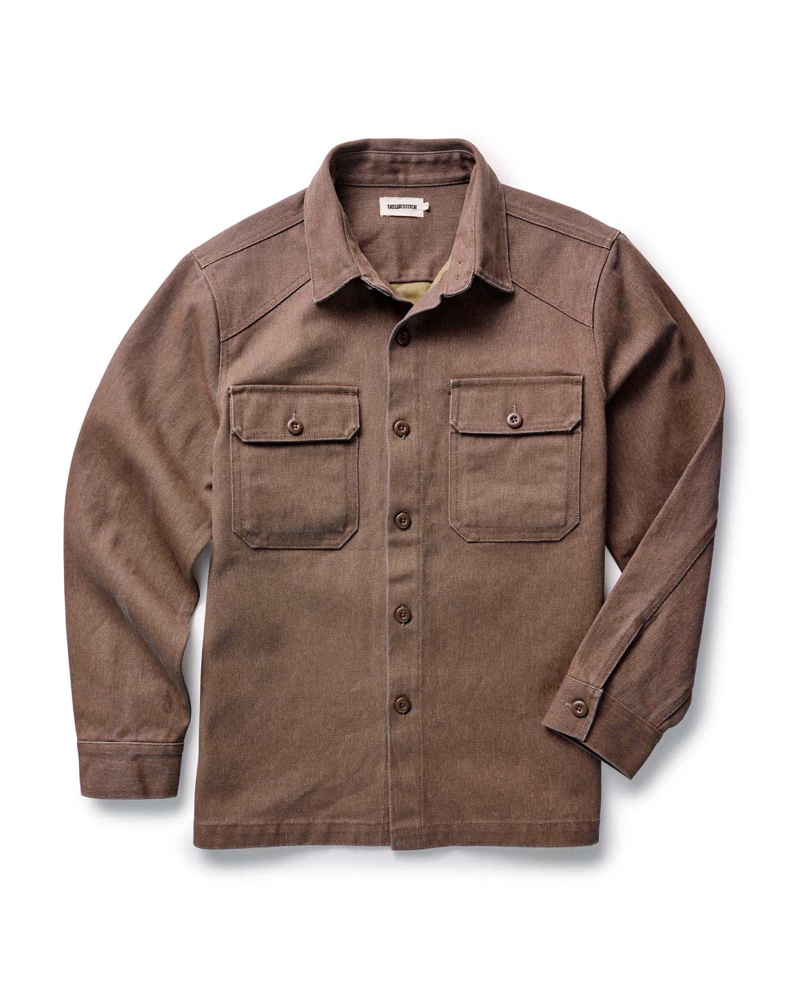 Men's Organic Cotton Shop Shirt in Aged Penny Chipped Canvas