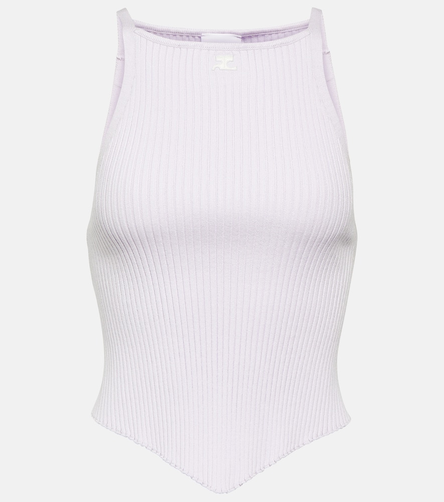 Courrèges Logo ribbed-knit tank top