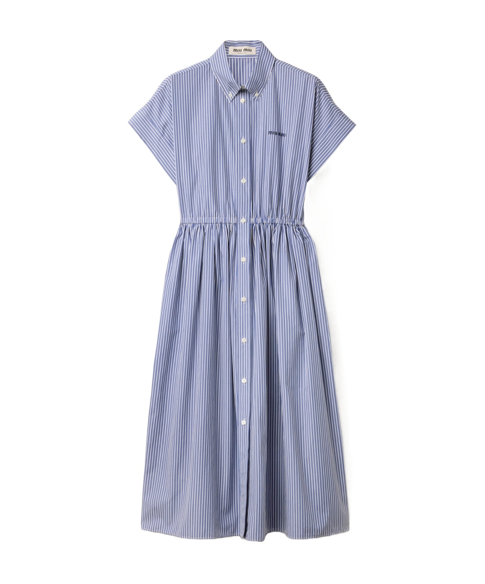 Vertical stripe poplin midi-dress