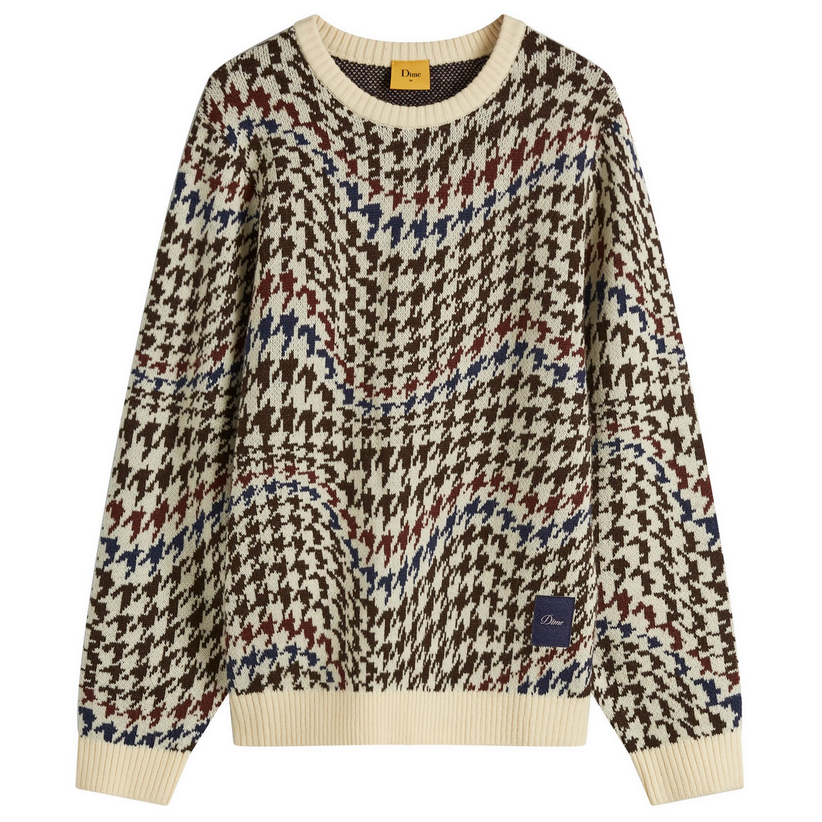 Men's Houndstooth Knit Sweater in Cream Multi