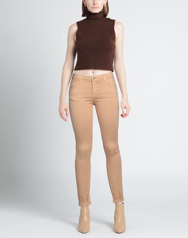 Woman Jeans Camel Size 28 Cotton, Elastane