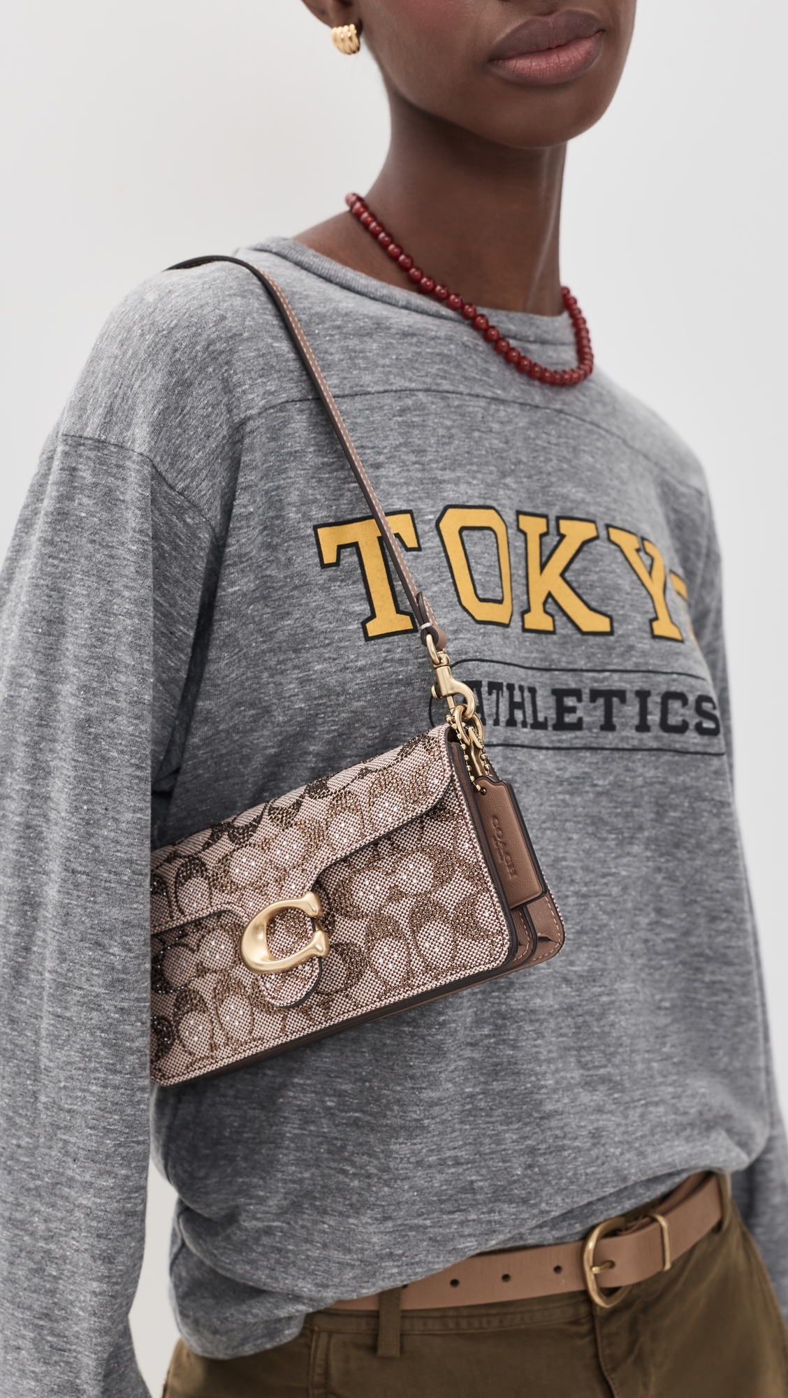 Crystal Signature Soft Tabby Shoulder Bag Mushroom One Size